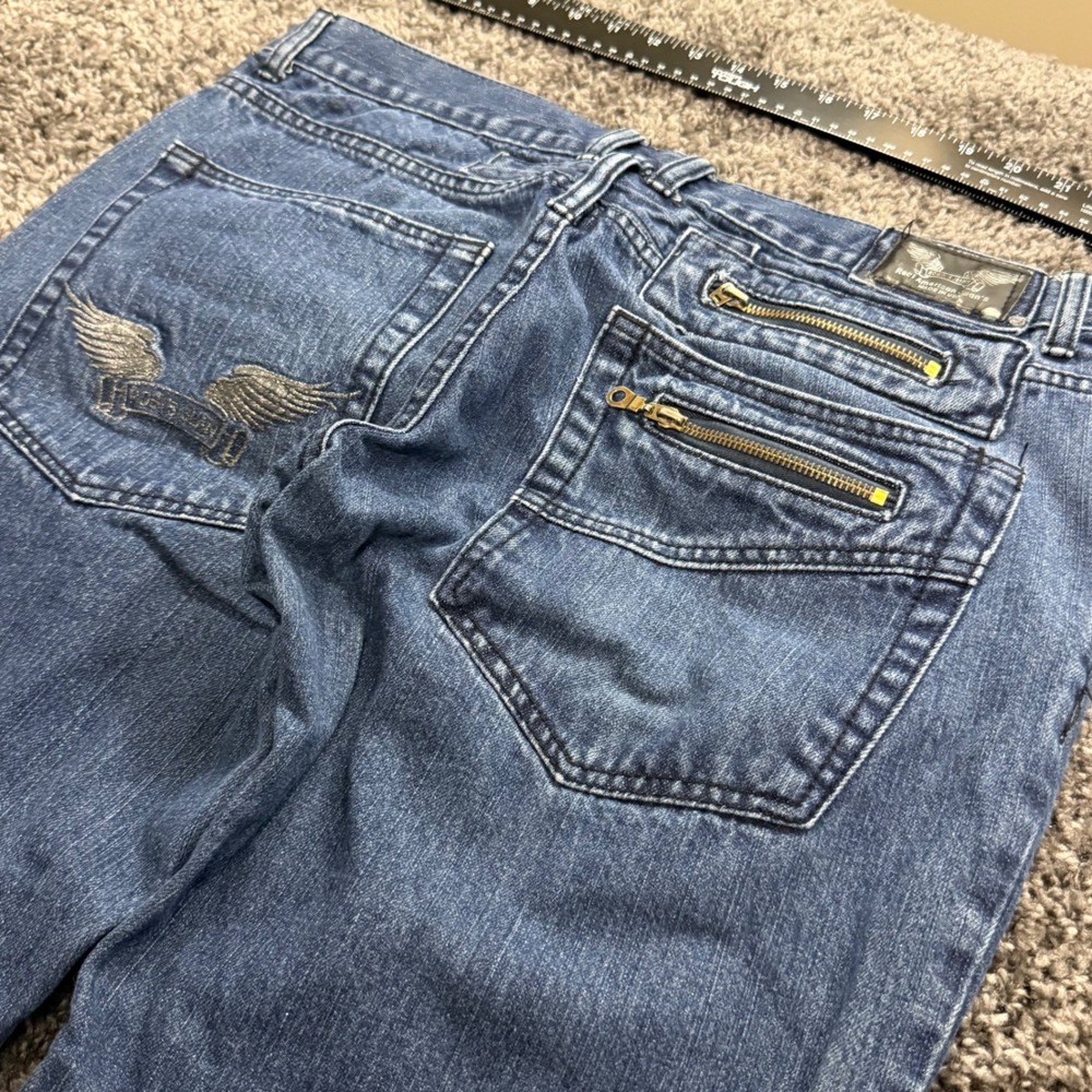 Vintage Robins Jean Denim Pants Mens Blue Excellent Quilted Knee Biker 38x33